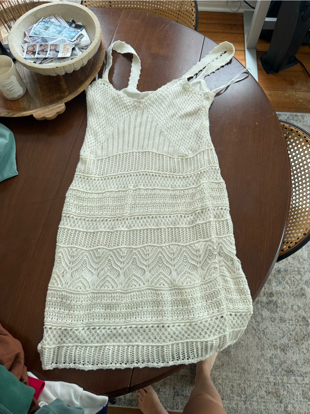 Abercrombie & Fitch Cream Crochet Midi Dress